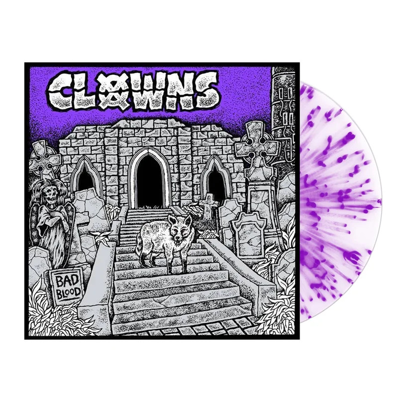 Clowns - Bad Blood LP/CD Pressing Info: 100 copies Half/half (clear/deep purple) 400 copies clear (SOLD OUT) 300 clear Touredition-Cover (SOLD OUT) 500 silver metallic (SOLD OUT) 500 clear w/ white, purple & black splatter (SOLD OUT) 500 clear w/ purple splatter