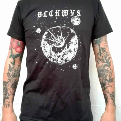 BLCKWVS - 0160 Space Shirt Designed by Toni Union Of Sleep, silver/yellow ink silkscreened on black shirt!