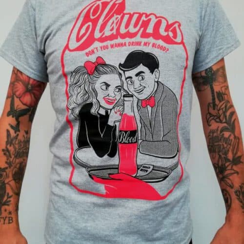 Clowns - Love Like Blood Shirt limited print run of this CLOWNS shirt! this charming man records colourway only!
