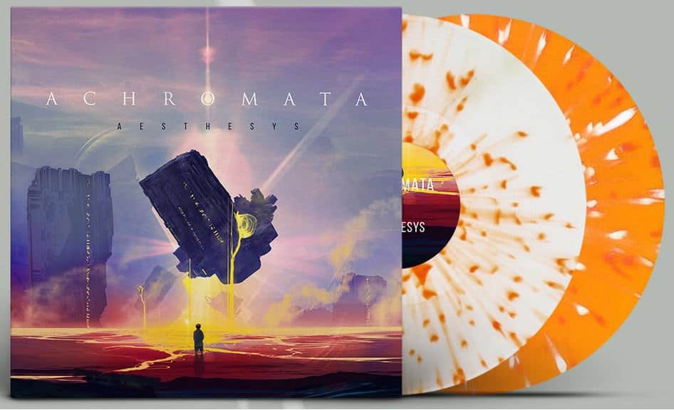 Aesthesys - Achromata col.2xLP (Narshadaa) “Electron” edition (crystal clear vinyl w/orange splatter for A/B side and reversed colour choice for C/D side)