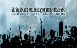 Thronehammer – Usurper Of The Oaken Throne col.2LP (SCR) Das Debütalbum von THRONEHAMMER in einer überarbeiteten Neuauflage. Mit tonnenschwerer Epik schleift Dich "Usurper Of The Oaken Throne" vor den Eichen-Thron. Sechs Monster von Songs, die für sich alleine stehen könnten, vereint zu einer elegischen Doom-Zeremonie mit ausuferneden 78 Minuten Spielzeit.